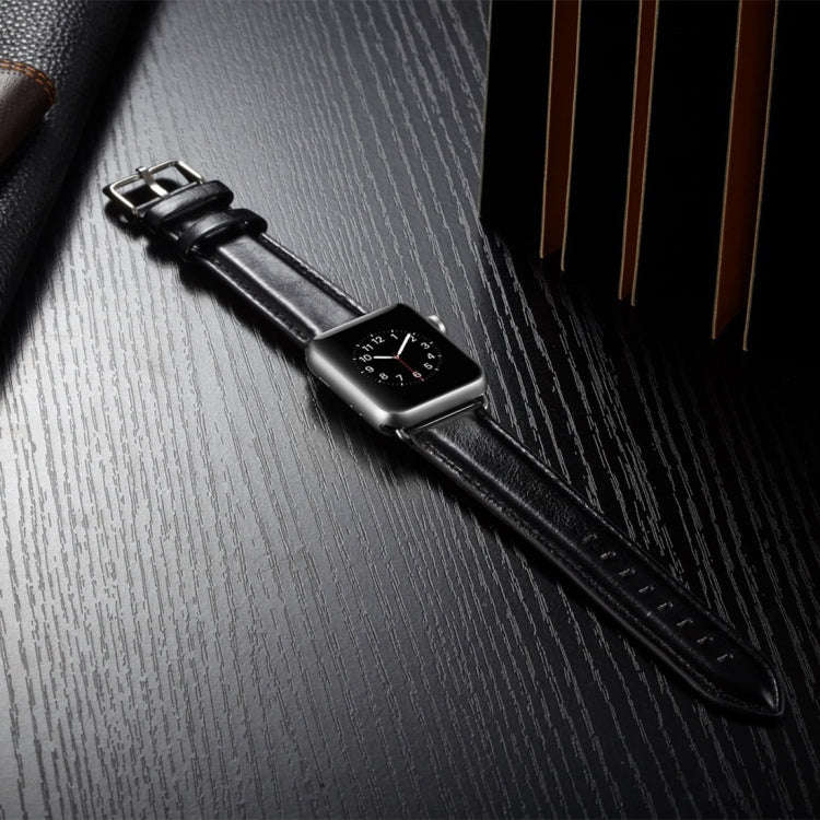 For Apple Watch Series 7 41mm / 6 & SE & 5 & 4 40mm / 3 & 2 & 1 38mm Crazy Horse Texture Top-grai...