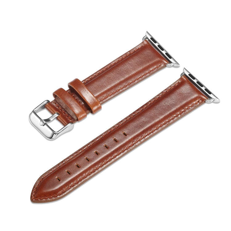 For Apple Watch Series 7 41mm / 6 & SE & 5 & 4 40mm / 3 & 2 & 1 38mm Crazy Horse Texture Top-grai...
