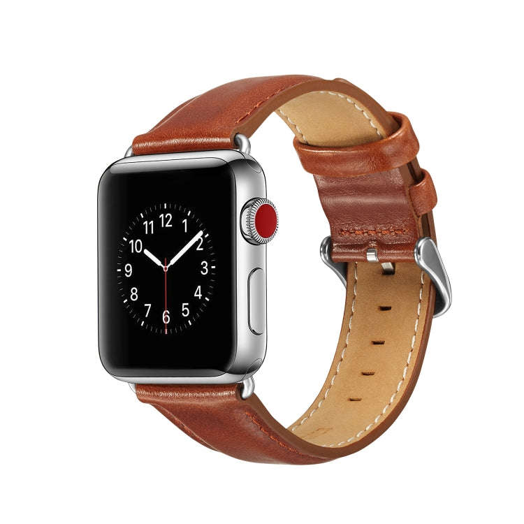 For Apple Watch Series 7 41mm / 6 & SE & 5 & 4 40mm / 3 & 2 & 1 38mm Crazy Horse Texture Top-grai...