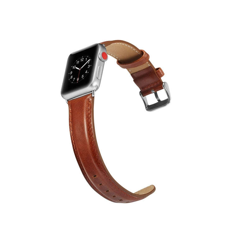 For Apple Watch Series 7 41mm / 6 & SE & 5 & 4 40mm / 3 & 2 & 1 38mm Crazy Horse Texture Top-grai...