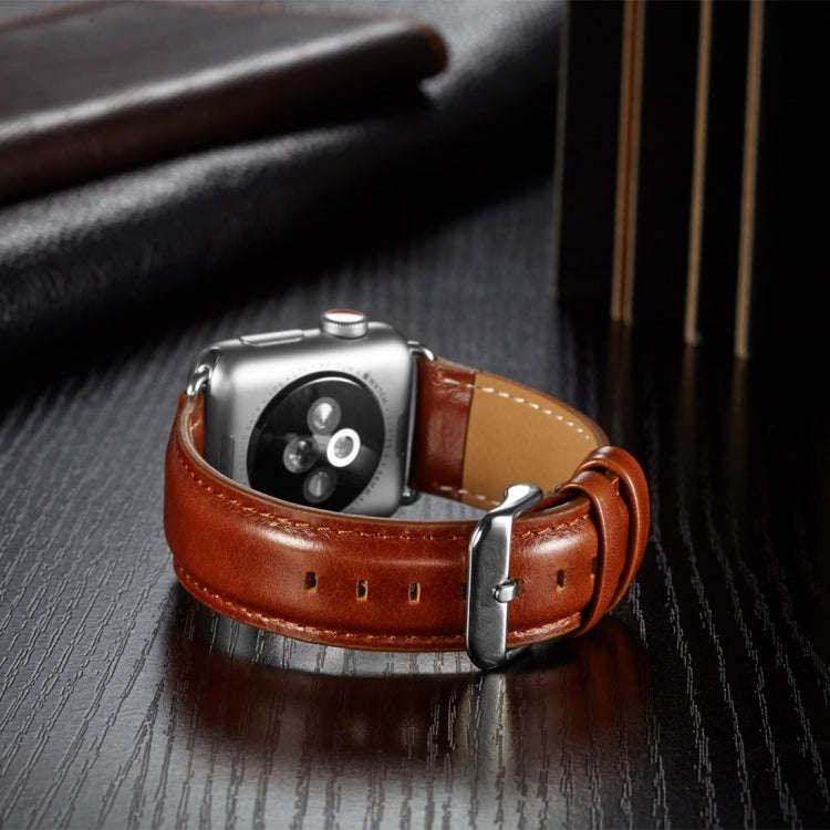 For Apple Watch Series 7 41mm / 6 & SE & 5 & 4 40mm / 3 & 2 & 1 38mm Crazy Horse Texture Top-grai...