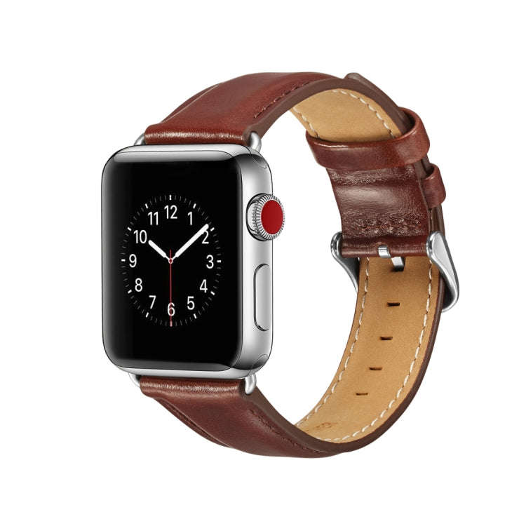 For Apple Watch Series 7 41mm / 6 & SE & 5 & 4 40mm / 3 & 2 & 1 38mm Crazy Horse Texture Top-grai...