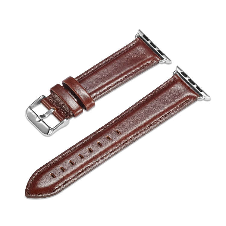 For Apple Watch Series 7 41mm / 6 & SE & 5 & 4 40mm / 3 & 2 & 1 38mm Crazy Horse Texture Top-grai...
