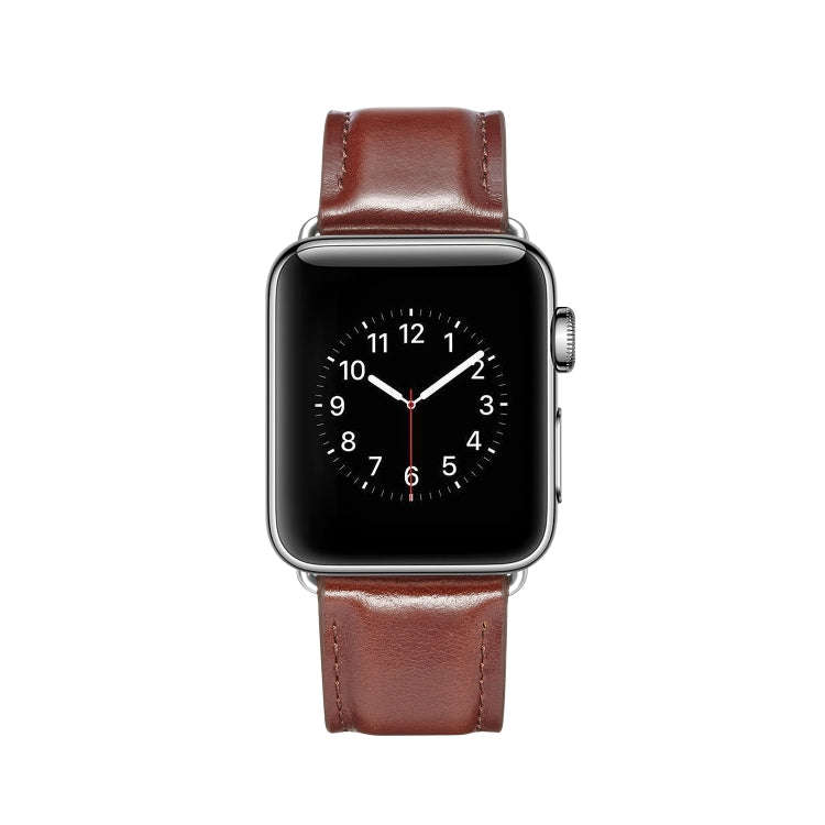 For Apple Watch Series 7 41mm / 6 & SE & 5 & 4 40mm / 3 & 2 & 1 38mm Crazy Horse Texture Top-grai...