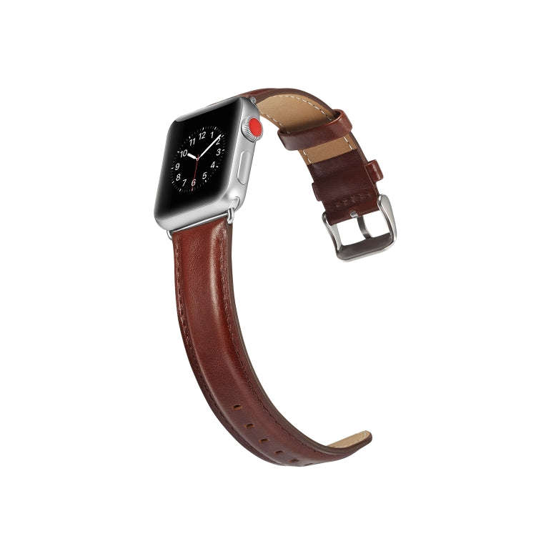 For Apple Watch Series 7 41mm / 6 & SE & 5 & 4 40mm / 3 & 2 & 1 38mm Crazy Horse Texture Top-grai...