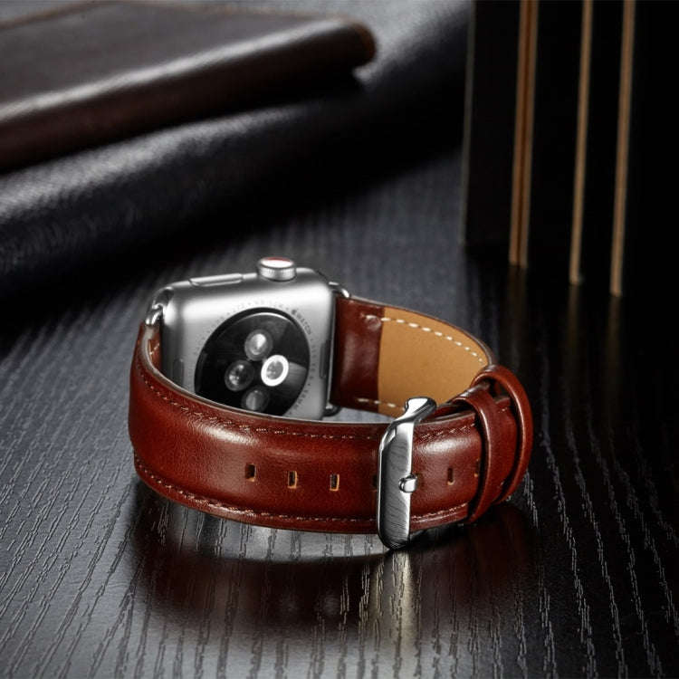 For Apple Watch Series 7 41mm / 6 & SE & 5 & 4 40mm / 3 & 2 & 1 38mm Crazy Horse Texture Top-grai...