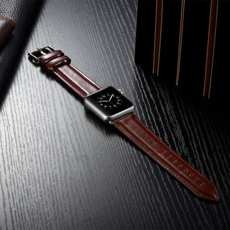 For Apple Watch Series 7 41mm / 6 & SE & 5 & 4 40mm / 3 & 2 & 1 38mm Crazy Horse Texture Top-grai...