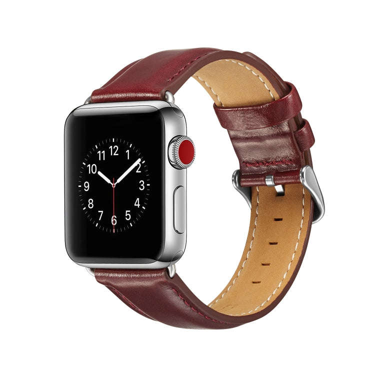 For Apple Watch Series 7 41mm / 6 & SE & 5 & 4 40mm / 3 & 2 & 1 38mm Crazy Horse Texture Top-grai...