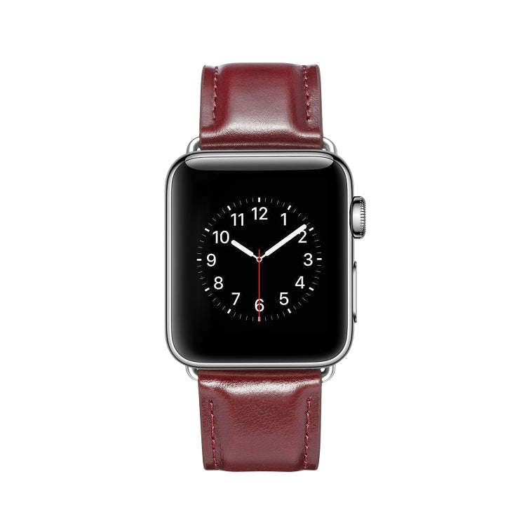 For Apple Watch Series 7 41mm / 6 & SE & 5 & 4 40mm / 3 & 2 & 1 38mm Crazy Horse Texture Top-grai...