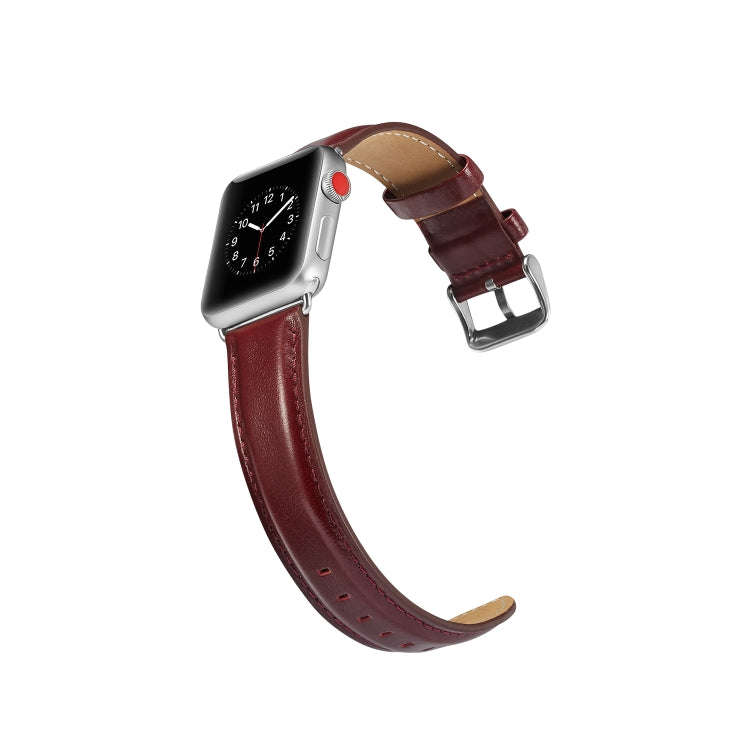 For Apple Watch Series 7 41mm / 6 & SE & 5 & 4 40mm / 3 & 2 & 1 38mm Crazy Horse Texture Top-grai...