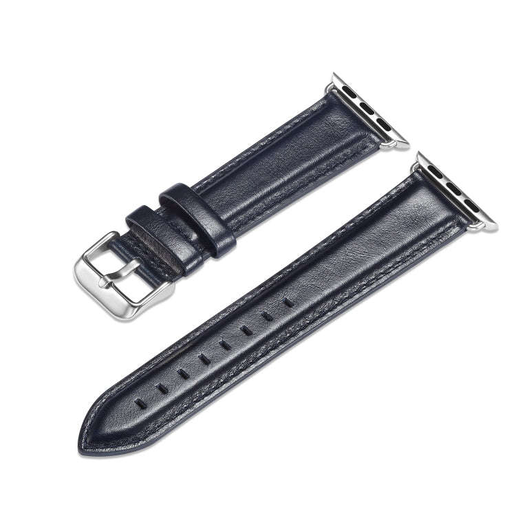 For Apple Watch Series 7 45mm / 6 & SE & 5 & 4 44mm / 3 & 2 & 1 42mm Crazy Horse Texture Top-grai...