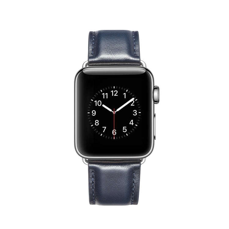 For Apple Watch Series 7 45mm / 6 & SE & 5 & 4 44mm / 3 & 2 & 1 42mm Crazy Horse Texture Top-grai...