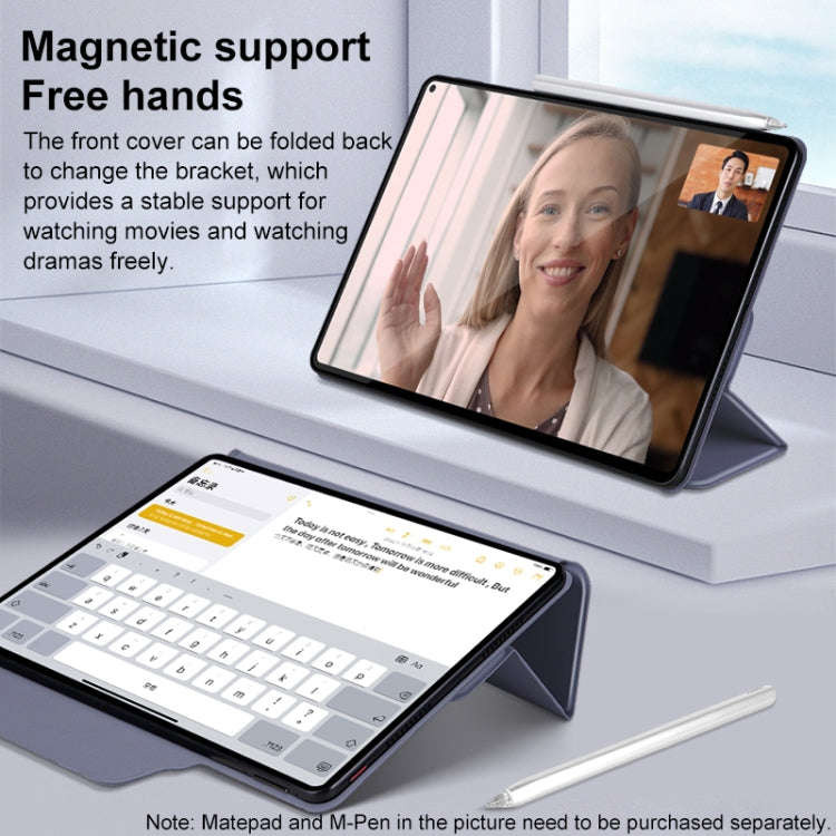 For Huawei Matepad Pro 11 3-fold Double-sided Clip Buckle Magnetic Smart Tablet Case(Lavender)
