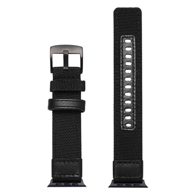 For Apple Watch Series 7 45mm / 6 & SE & 5 & 4 44mm / 3 & 2 & 1 42mm Nylon Watch Band(Black)