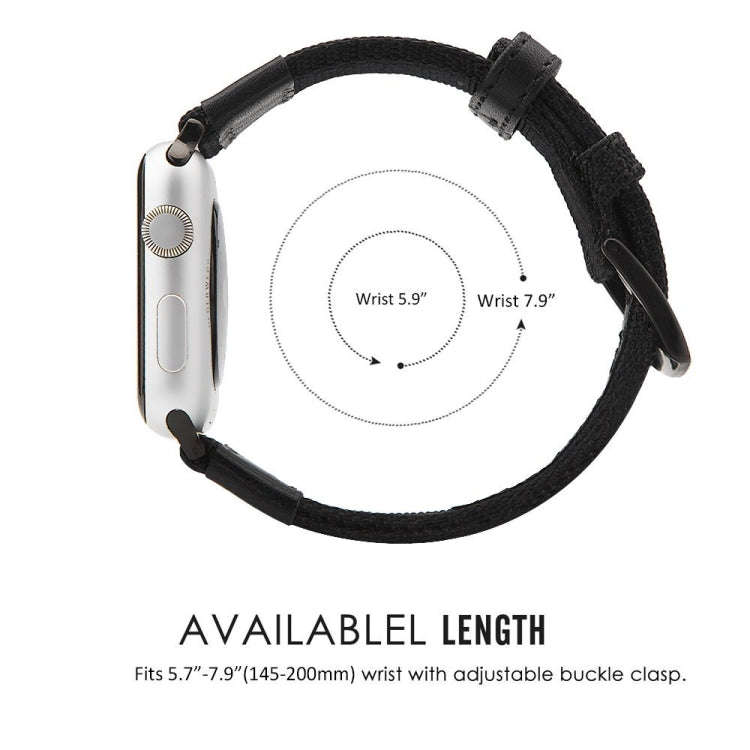 For Apple Watch Series 7 45mm / 6 & SE & 5 & 4 44mm / 3 & 2 & 1 42mm Nylon Watch Band(Black)