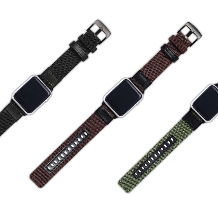 For Apple Watch Series 7 45mm / 6 & SE & 5 & 4 44mm / 3 & 2 & 1 42mm Nylon Watch Band(Black)