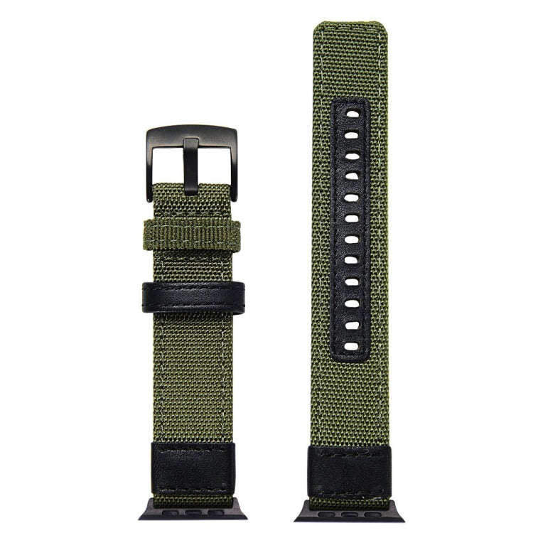 For Apple Watch Series 7 45mm / 6 & SE & 5 & 4 44mm / 3 & 2 & 1 42mm Nylon Watch Band(Army Green)