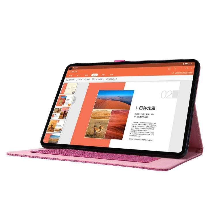 For Huawei MatePad SE 11 2024 Fabric Leather Tablet Case(Rose Red)