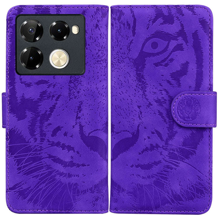 For Infinix Note 40 Pro 4G / 5G Tiger Embossing Pattern Flip Leather Phone Case(Purple)
