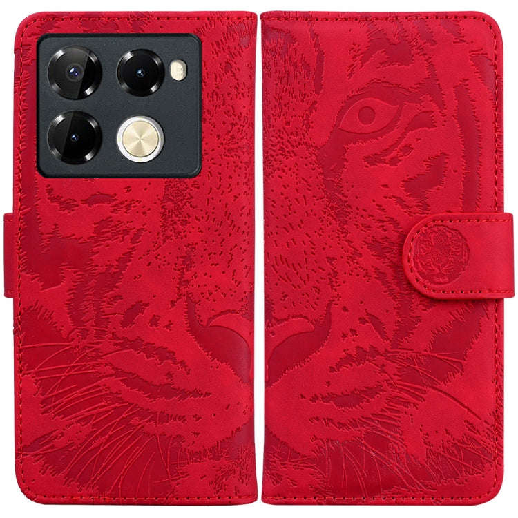 For Infinix Note 40 Pro+ Tiger Embossing Pattern Flip Leather Phone Case(Red)