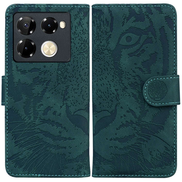 For Infinix Note 40 Pro+ Tiger Embossing Pattern Flip Leather Phone Case(Green)