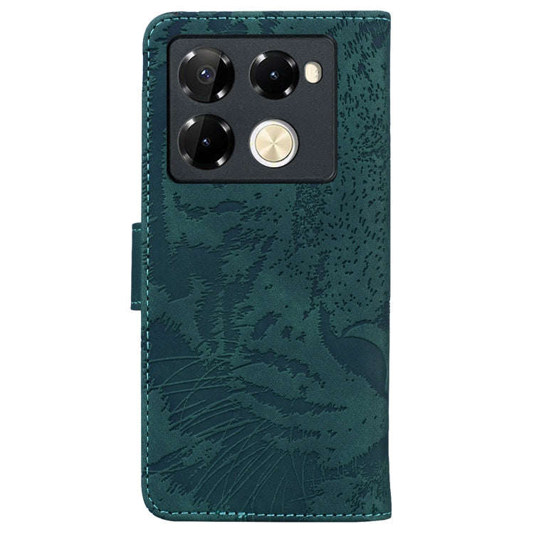 For Infinix Note 40 Pro+ Tiger Embossing Pattern Flip Leather Phone Case(Green)