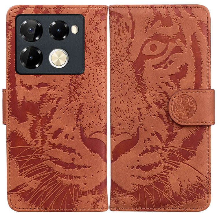 For Infinix Note 40 Pro+ Tiger Embossing Pattern Flip Leather Phone Case(Brown)