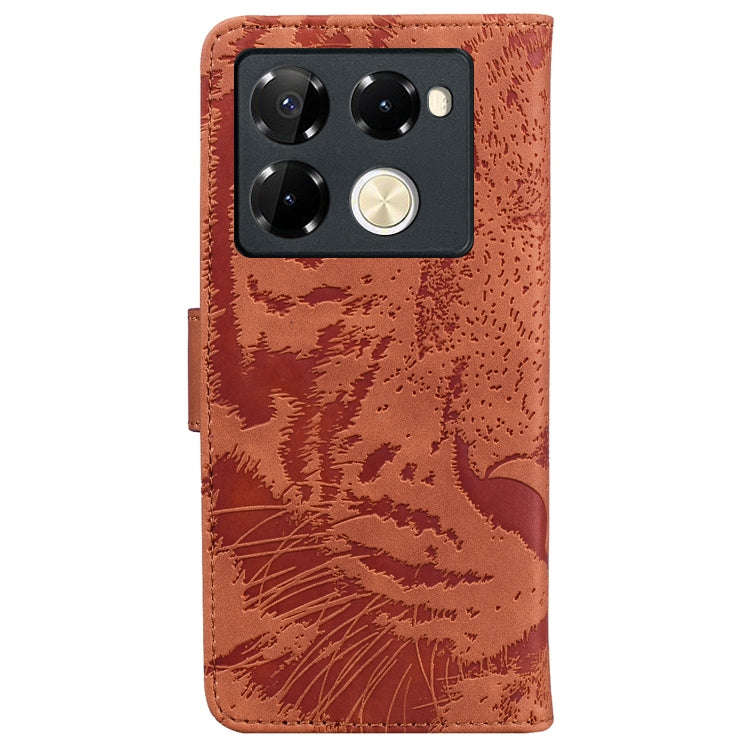 For Infinix Note 40 Pro+ Tiger Embossing Pattern Flip Leather Phone Case(Brown)