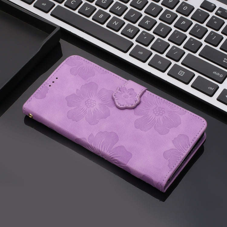 For Motorola Edge 50 5G Flower Embossing Pattern Leather Phone Case(Purple)