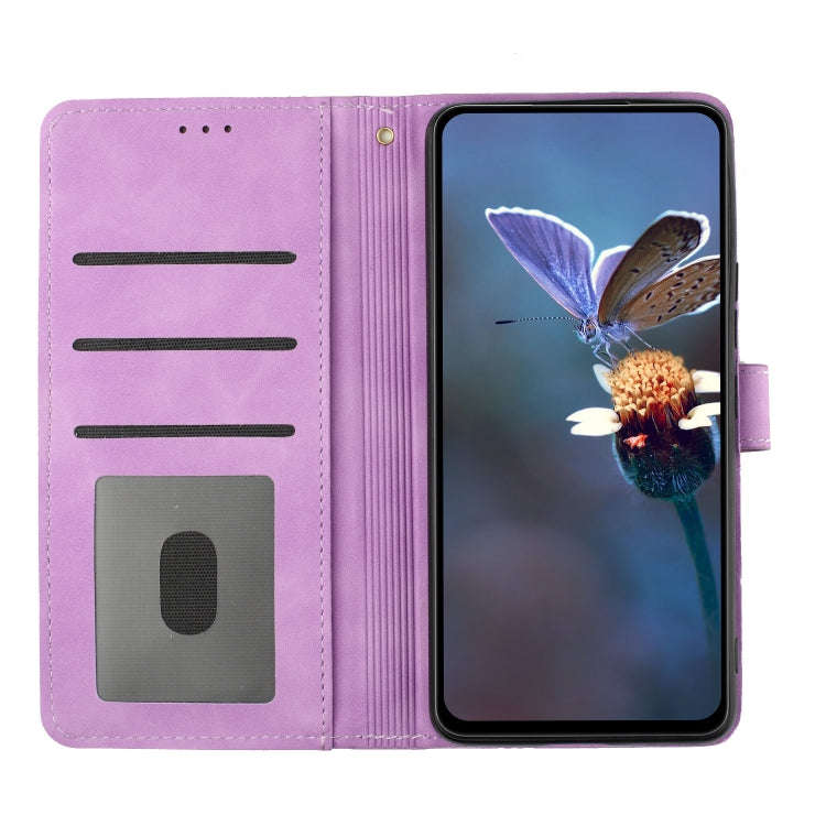 For Motorola Edge 50 5G Flower Embossing Pattern Leather Phone Case(Purple)