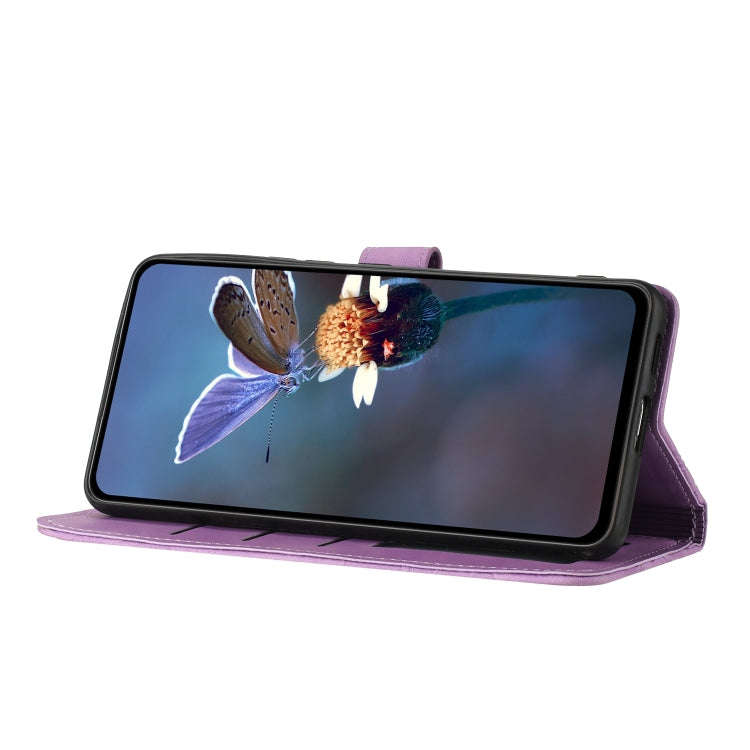 For Motorola Edge 50 5G Flower Embossing Pattern Leather Phone Case(Purple)
