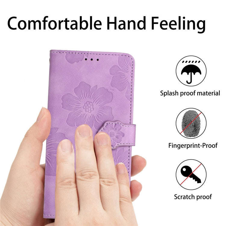 For Motorola Edge 50 5G Flower Embossing Pattern Leather Phone Case(Purple)