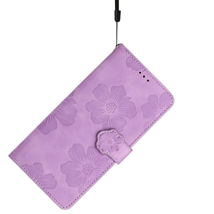 For Motorola Edge 50 5G Flower Embossing Pattern Leather Phone Case(Purple)