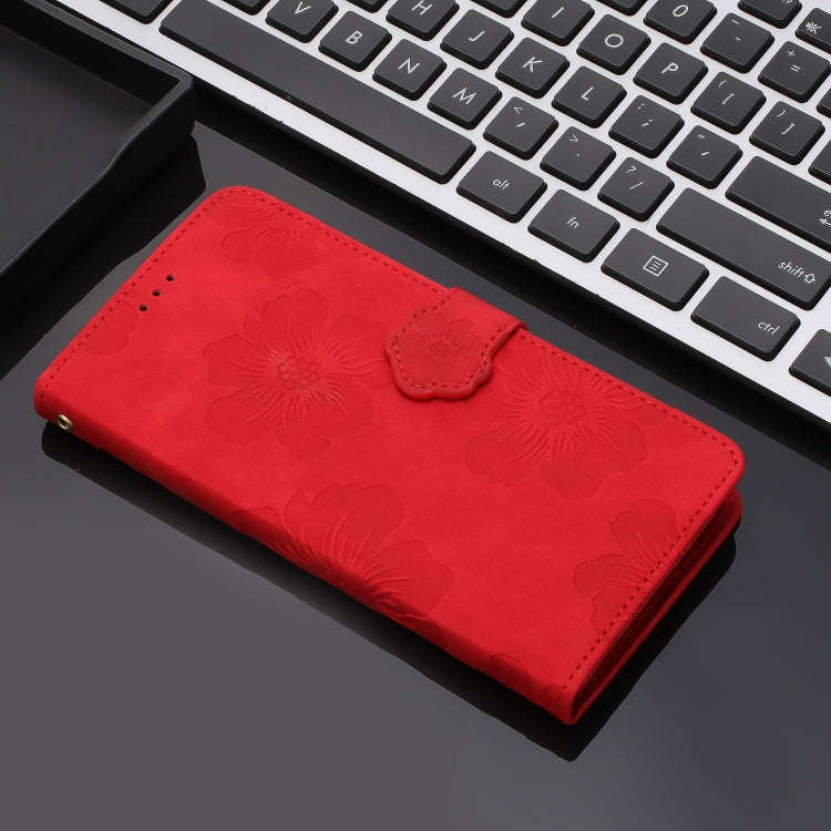For Motorola Edge 50 5G Flower Embossing Pattern Leather Phone Case(Red)