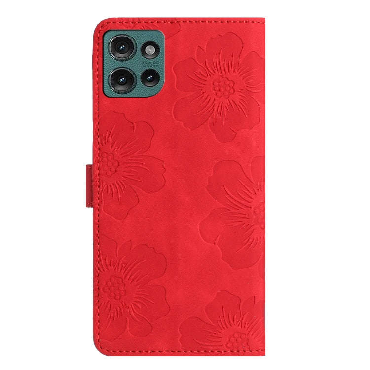 For Motorola Edge 50 5G Flower Embossing Pattern Leather Phone Case(Red)