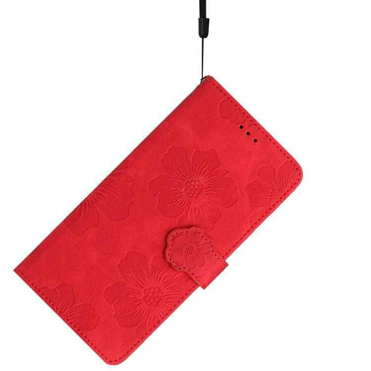 For Motorola Edge 50 5G Flower Embossing Pattern Leather Phone Case(Red)