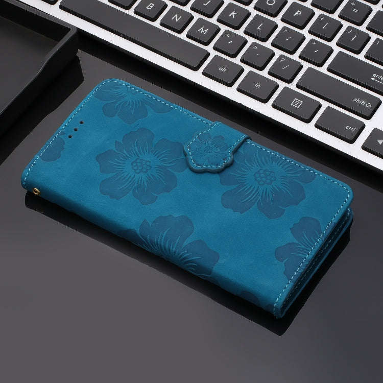 For Motorola Edge 50 Pro Flower Embossing Pattern Leather Phone Case(Blue)