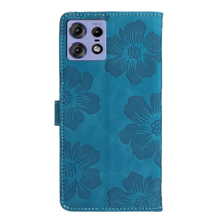 For Motorola Edge 50 Pro Flower Embossing Pattern Leather Phone Case(Blue)