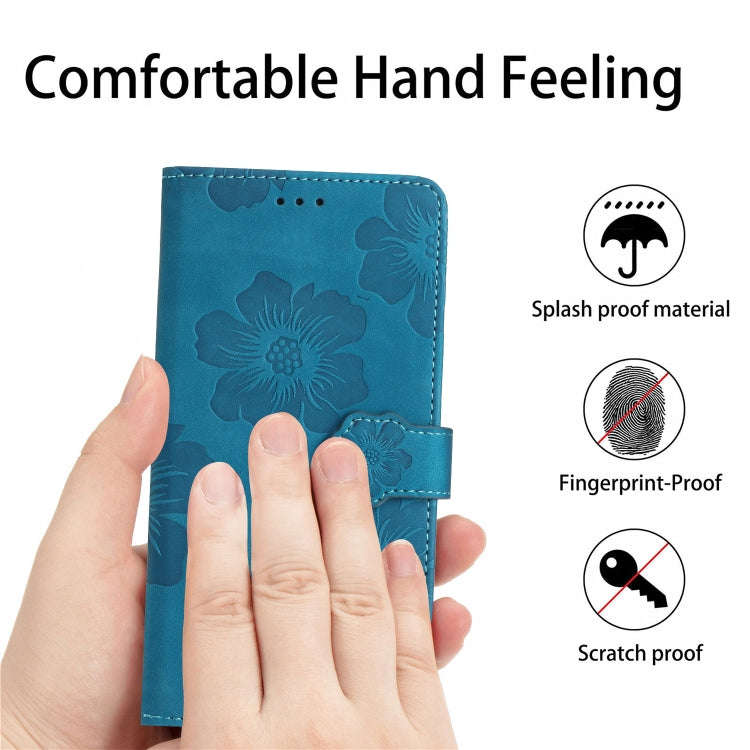 For Motorola Edge 50 Pro Flower Embossing Pattern Leather Phone Case(Blue)