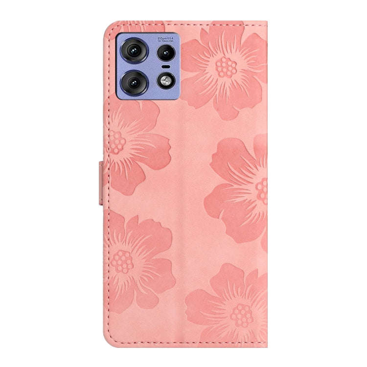 For Motorola Edge 50 Pro Flower Embossing Pattern Leather Phone Case(Pink)