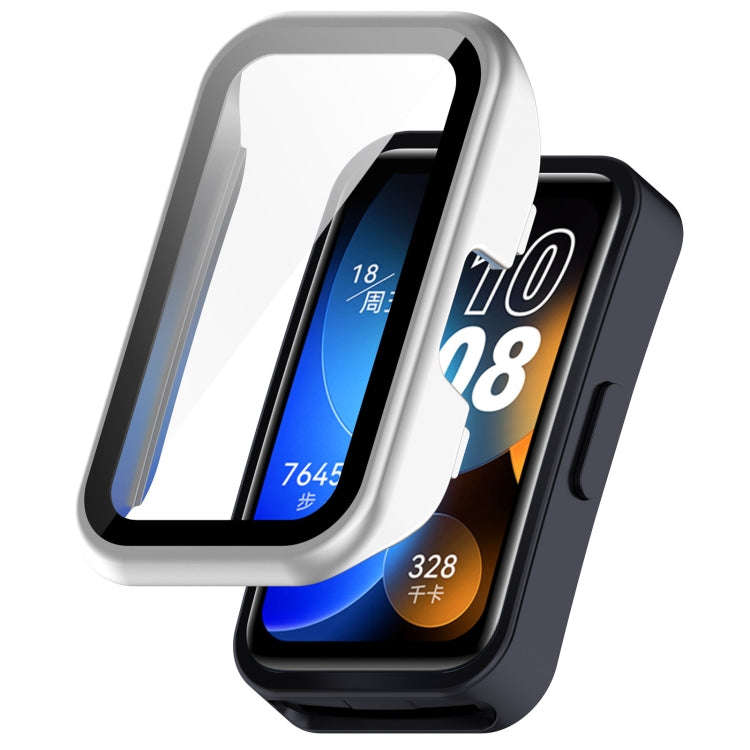 For Huawei Band 10 / 9 / 8 PC + Tempered Film Integrated Protective Watch Case(Matte Silver)