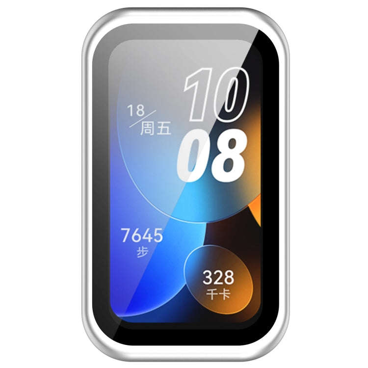 For Huawei Band 10 / 9 / 8 PC + Tempered Film Integrated Protective Watch Case(Matte Silver)