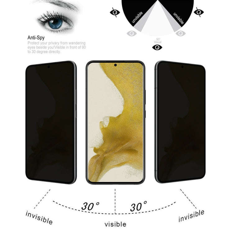 For Samsung Galaxy S22 5G 3D Curved Edge Privacy Tempered Glass Film, without Fingerprint Unlocking