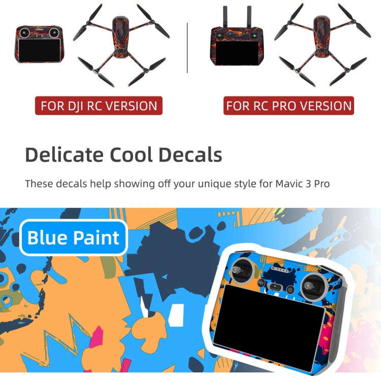 For DJI Mavic 3 Pro / RC Pro Sunnylife Drone Body Remote Control Decorative Stickers Set(Lava Black)