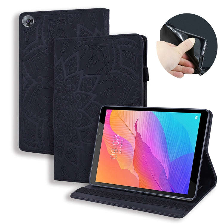For Huawei MatePad T8 Calf Pattern Double Folding Design Embossed Leather Case with  Holder & Car...
