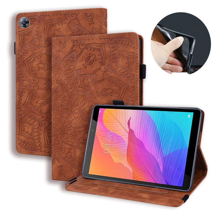 For Huawei MatePad T8 Calf Pattern Double Folding Design Embossed Leather Case with  Holder & Car...