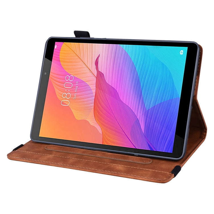 For Huawei MatePad T8 Calf Pattern Double Folding Design Embossed Leather Case with  Holder & Car...