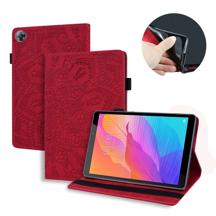 For Huawei MatePad T8 Calf Pattern Double Folding Design Embossed Leather Case with  Holder & Car...