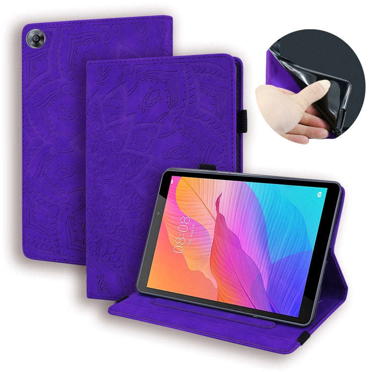 For Huawei MatePad T8 Calf Pattern Double Folding Design Embossed Leather Case with  Holder & Car...