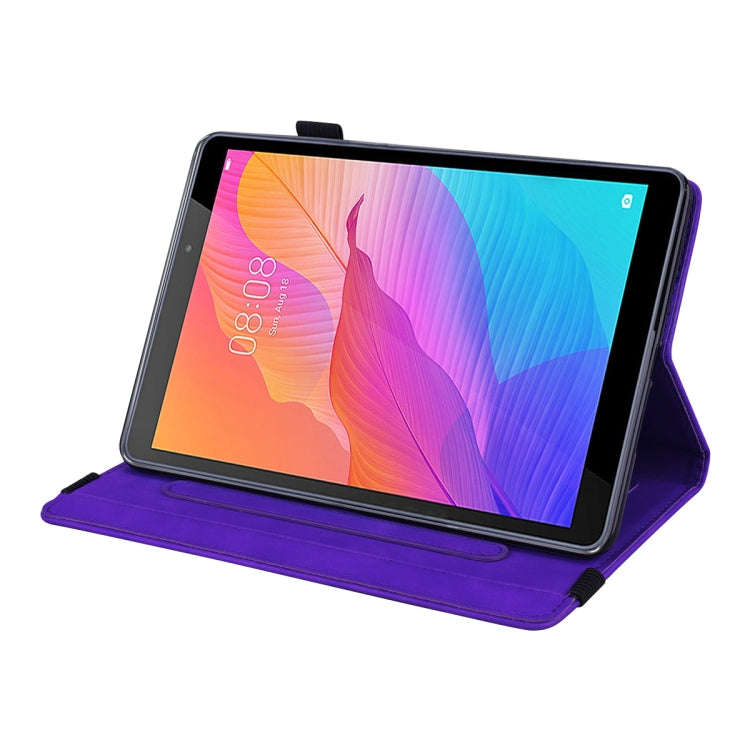 For Huawei MatePad T8 Calf Pattern Double Folding Design Embossed Leather Case with  Holder & Car...